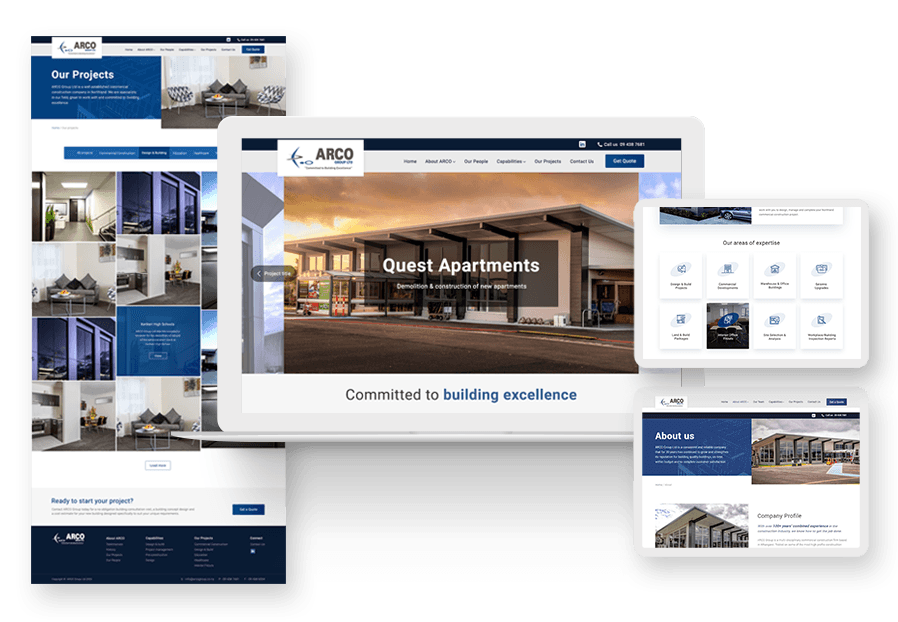 Klabesd created the website for construction company ARCO to present their services